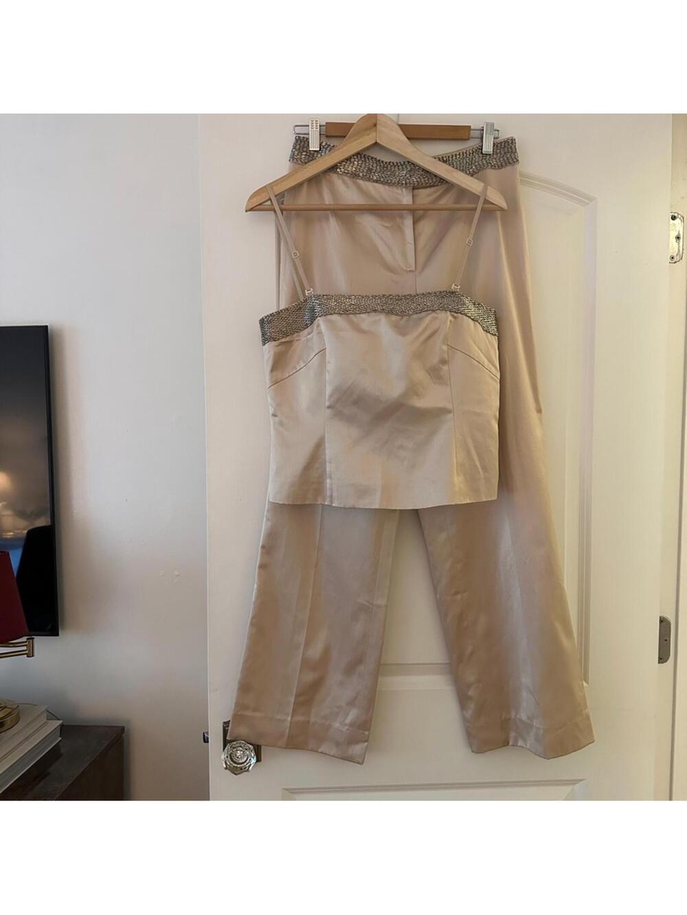 Vintage Champagne Satin Beaded Matching Set